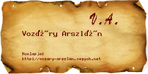 Vozáry Arszlán névjegykártya